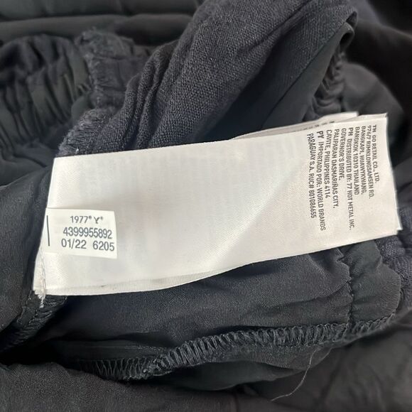 American Eagle Cotton Linen Blend Laced Jumpsuit Romper Short Sleeves M Black - Picture 14 of 15